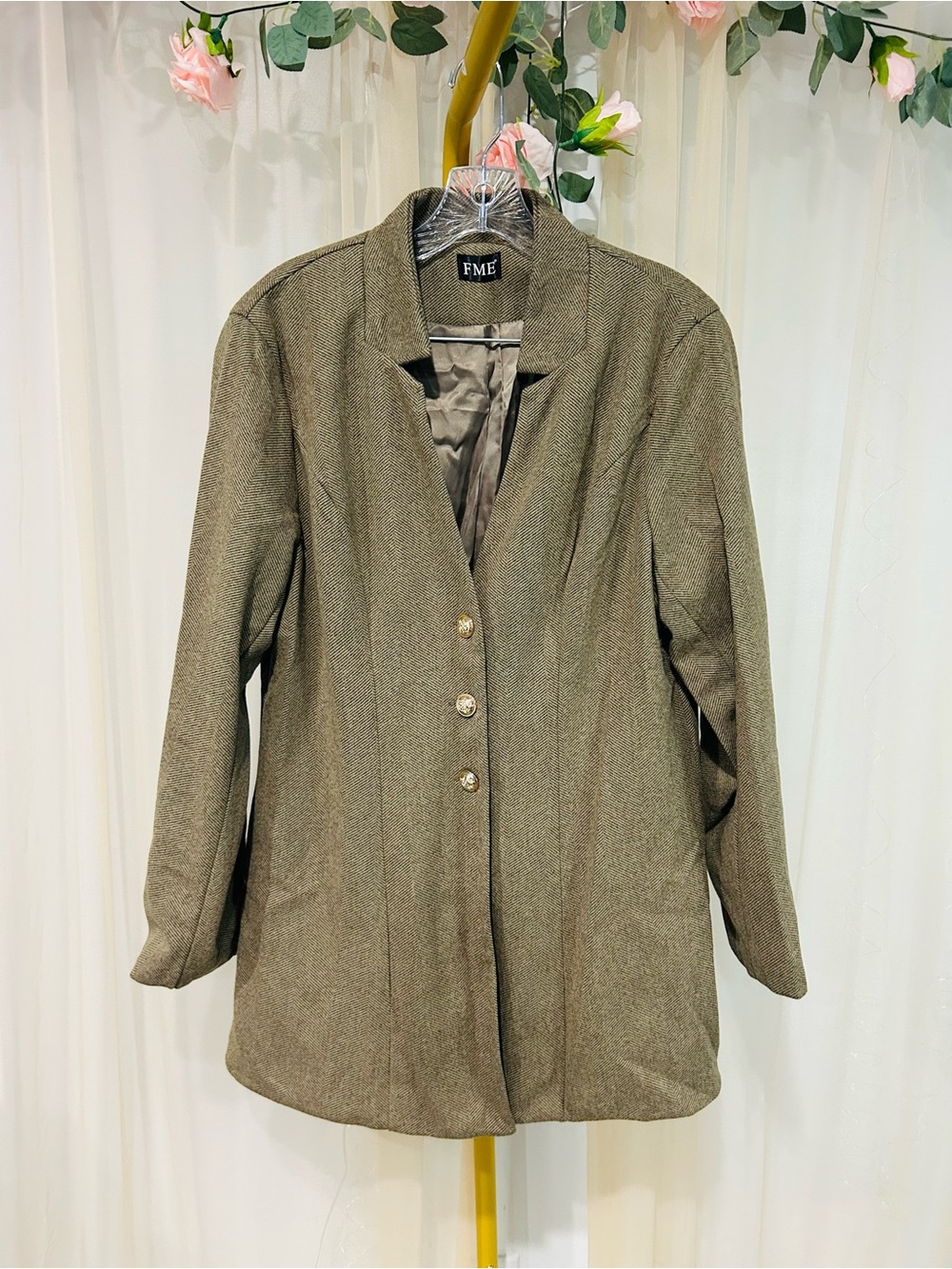 FME Brown Herringbone Blazer Jacket 
Size XL